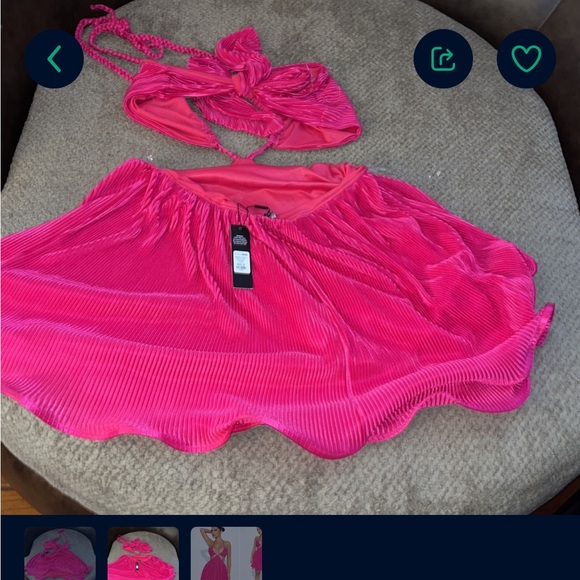 Estelle Plisse Mini Dress Fuschia- 2X - Picture 2 of 2